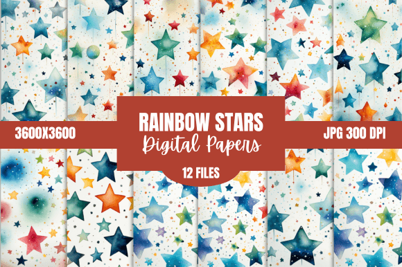Download Rainbow Stars Pattern Digital Papers Art - Stars pattern Collection